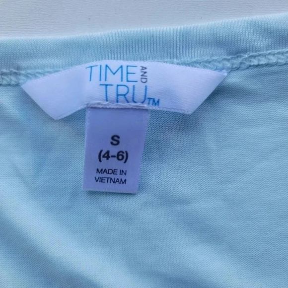 Time and Tru Women Top Light Blue Long Sleeve Modal Poly Pullover Shirt S (4-6) - Picture 3 of 11